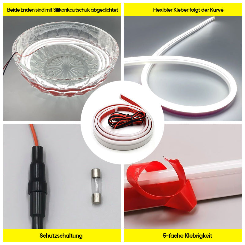 LED Car Hood Light Strip | Flexible Silicone Design with Side LEDs | Waterproof, Short-Circuit Protected, Universal 12V Fit