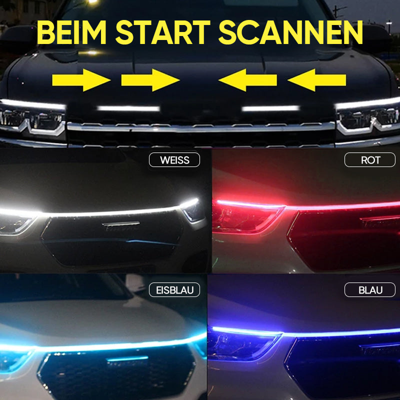 LED Car Hood Light Strip | Flexible Silicone Design with Side LEDs | Waterproof, Short-Circuit Protected, Universal 12V Fit