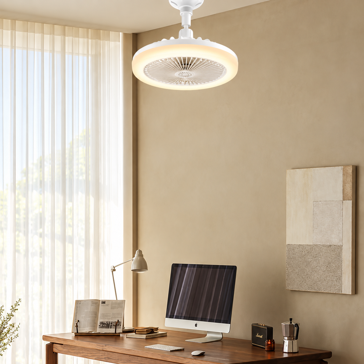 LED Ceiling Fan | Lit Outer Ring And Screw-In Fitting
