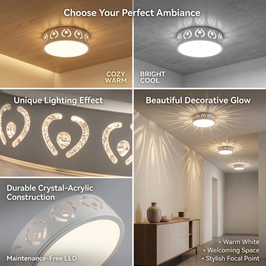 LED Ceiling Light | SkyGlow Crystal-Acrylic Flush Mount Fixture