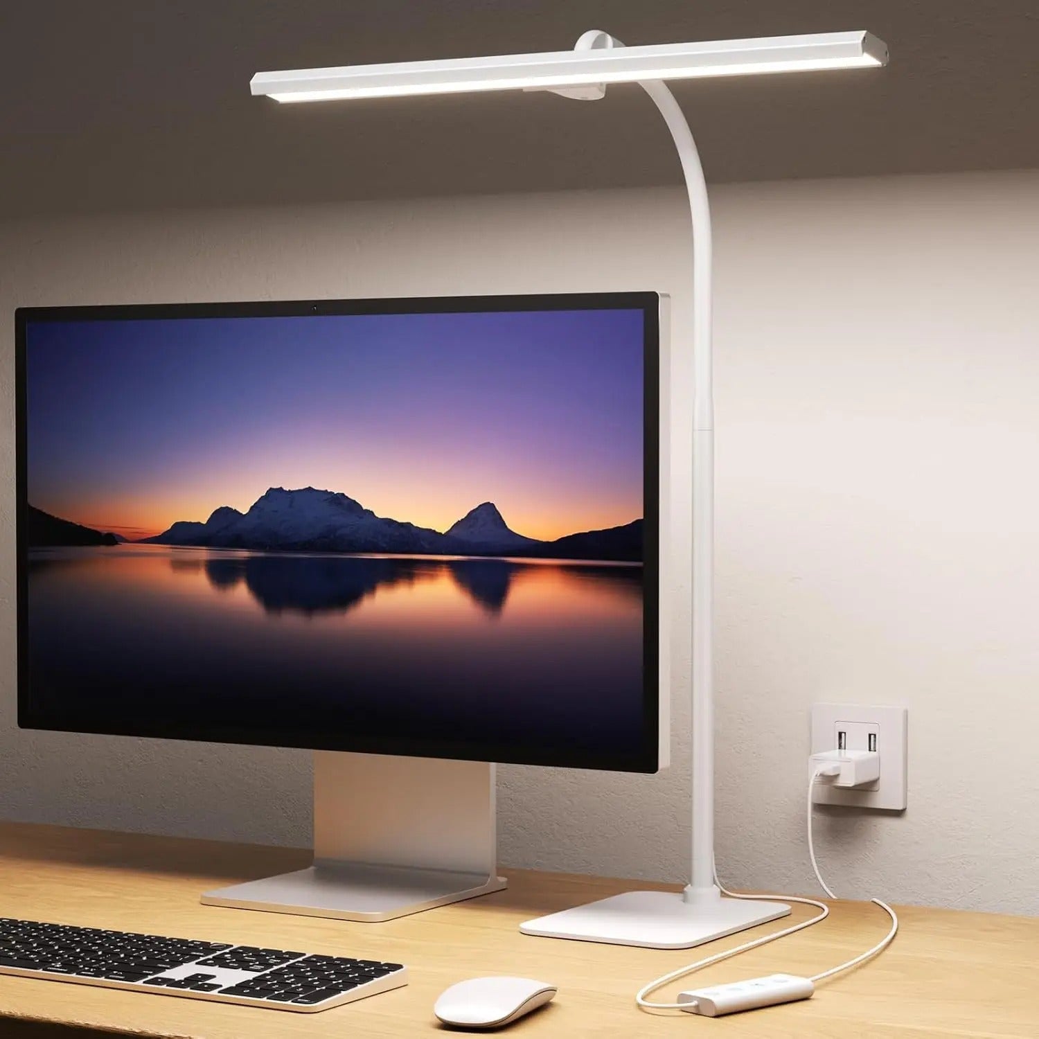 LED Desk Lamp | Wide Bar Light With A Flexible Neck
