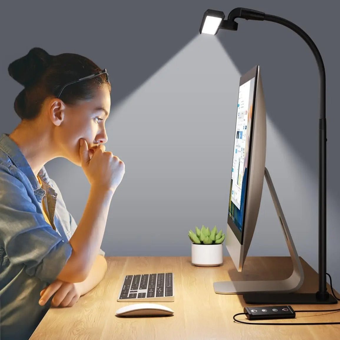 LED Desk Lamp | Wide Bar Light With A Flexible Neck