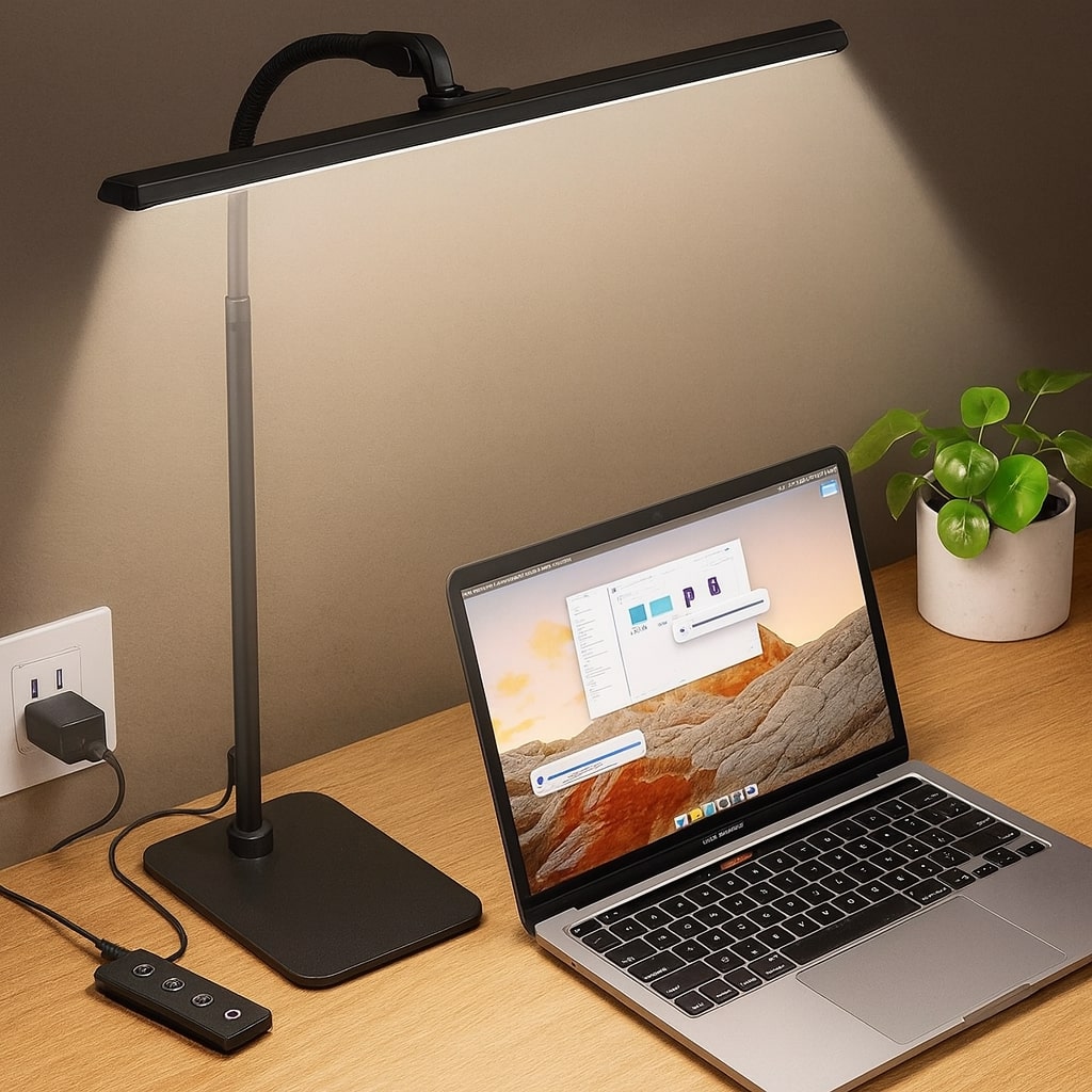 LED Desk Lamp | Wide Bar Light With A Flexible Neck