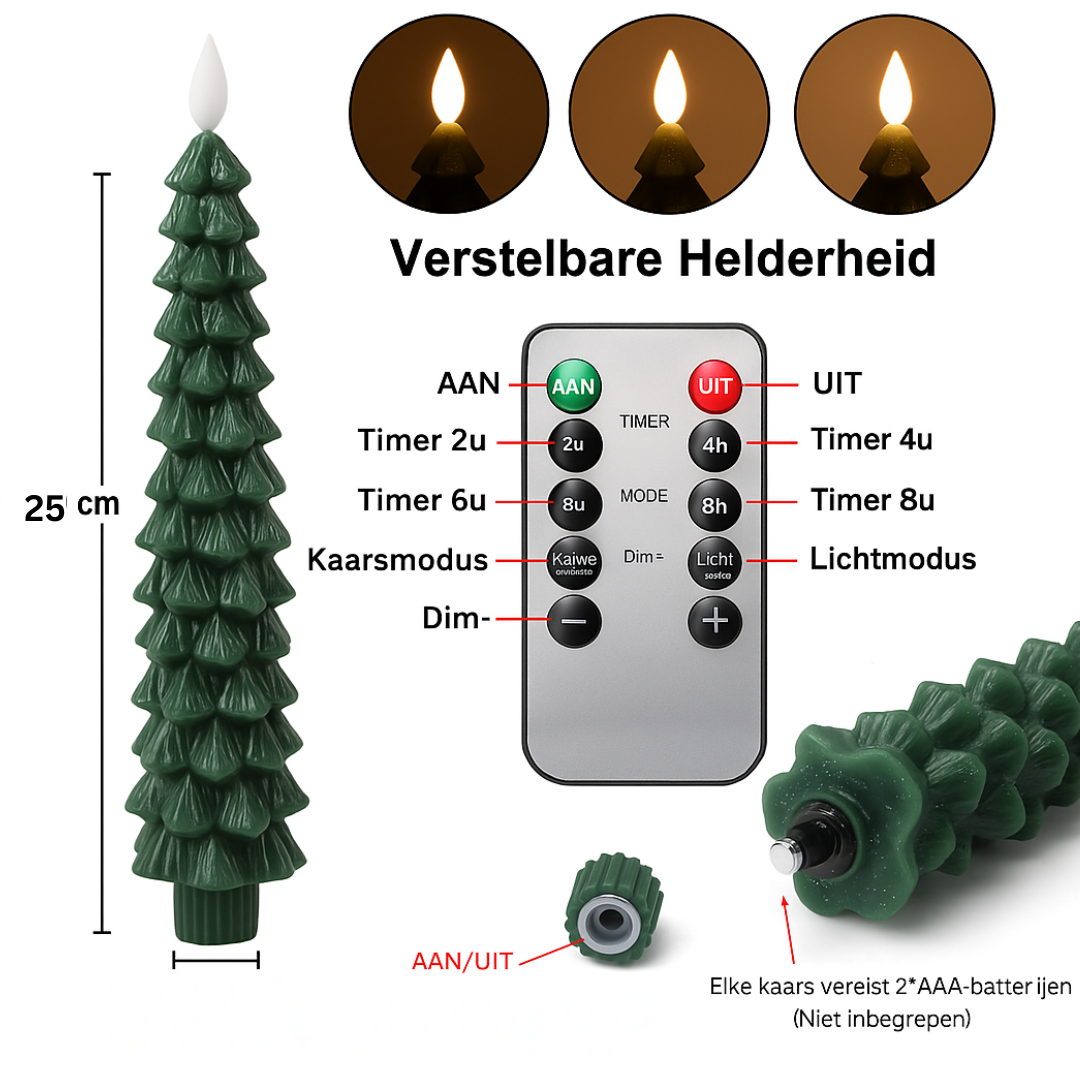 LED Flameless Candles Christmas Set | Remote Control, 5 Brightness Levels | Flickering 3D Flame, Safe for Kids & Pets