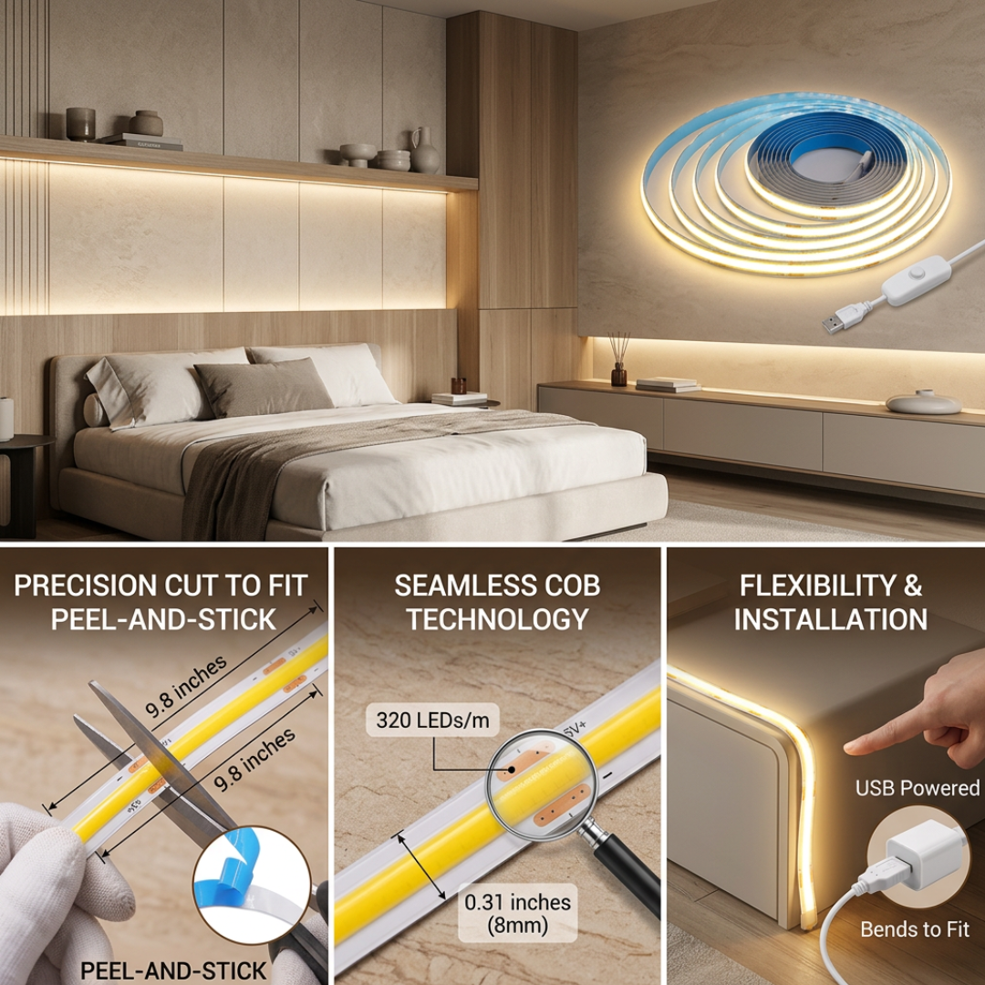 LED Light Strip | GlowLine Cuttable Adhesive USB Lighting