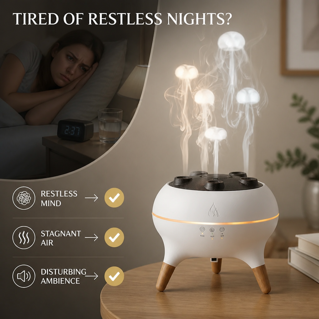 LED Mist Diffuser | Pulsing Water Vapour Rings & Colour-Changing Light | Silent, Chemical-Free Mist for Relaxation