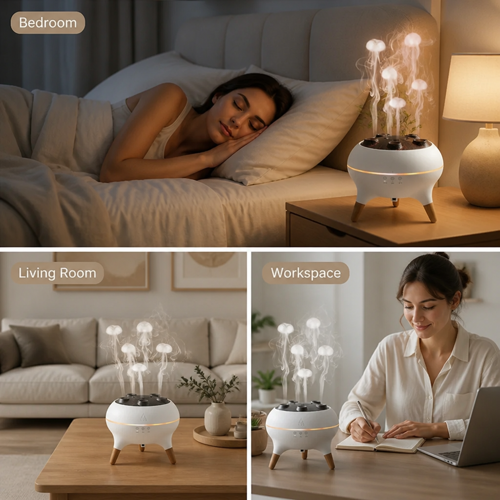 LED Mist Diffuser | Pulsing Water Vapour Rings & Colour-Changing Light | Silent, Chemical-Free Mist for Relaxation