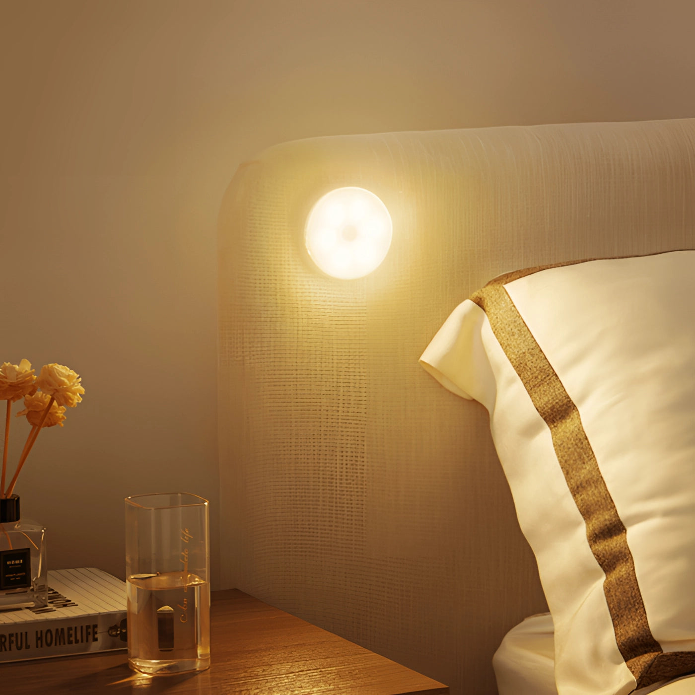 LED Motion Sensor | Round Puck Light, Warm Even Glow