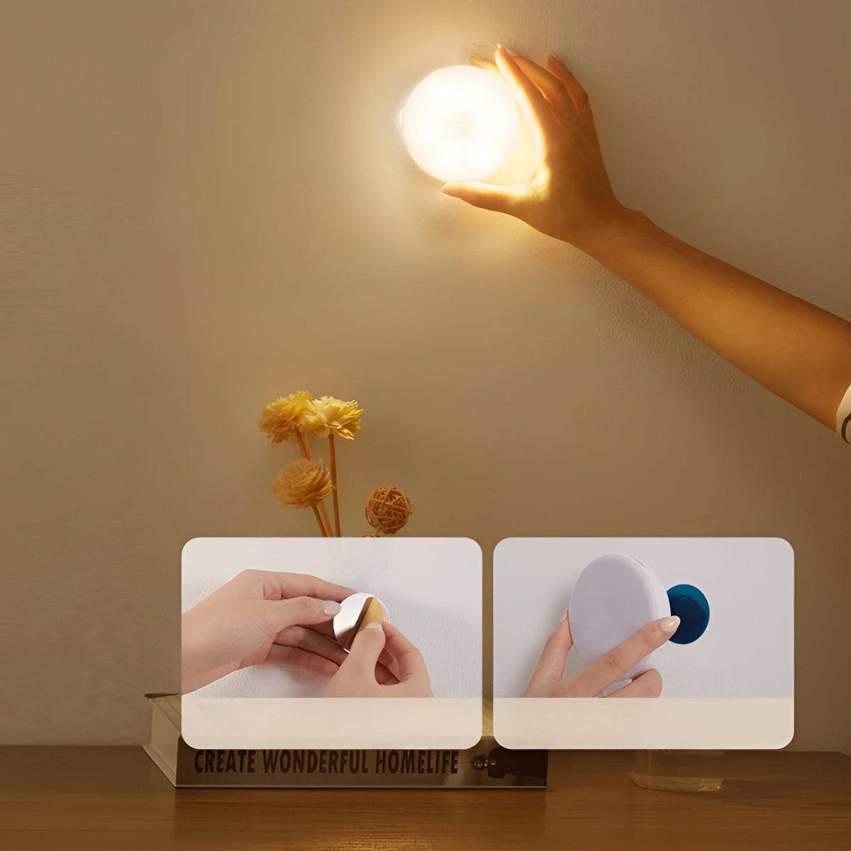 LED Motion Sensor | Round Puck Light, Warm Even Glow