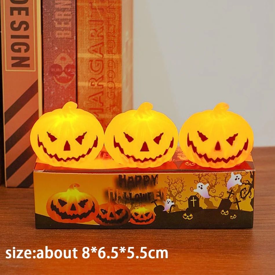 LED Pumpkin Lantern Halloween Decoration | Flameless Battery-Powered Candle Light | Skull Ghost Face Reusable Decor