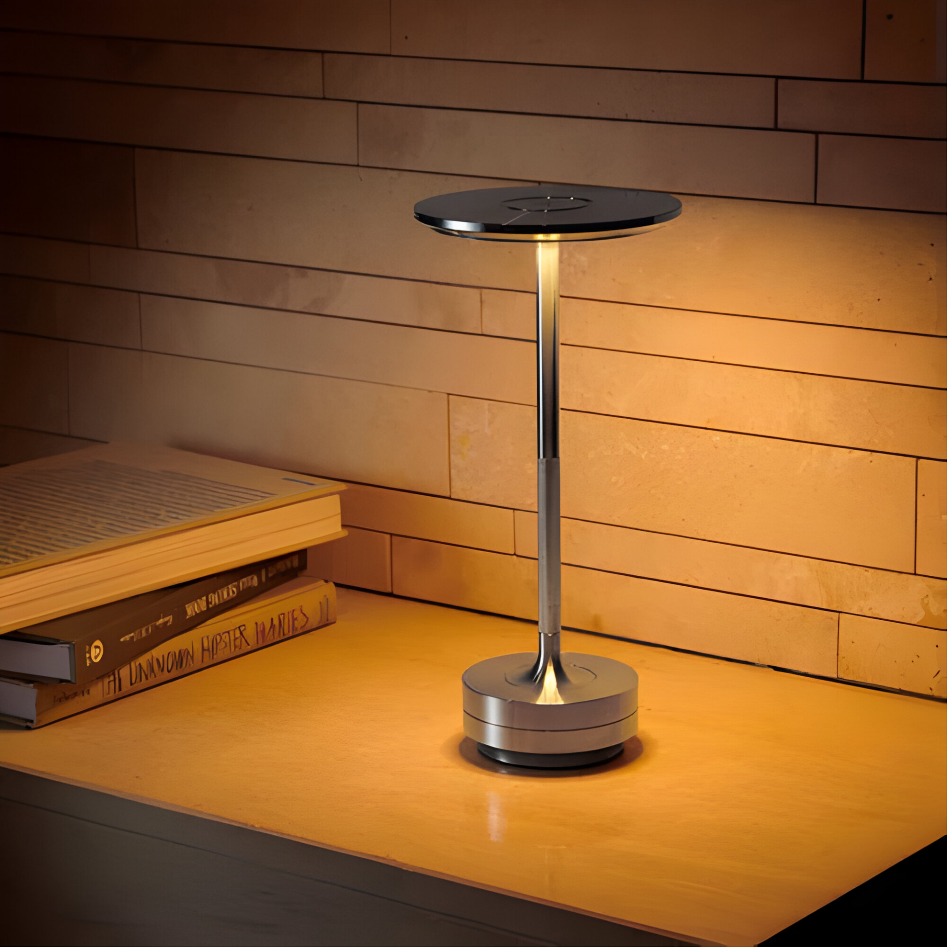 LED Table Lamp | Downlit Disc Head, Stepped Round Base
