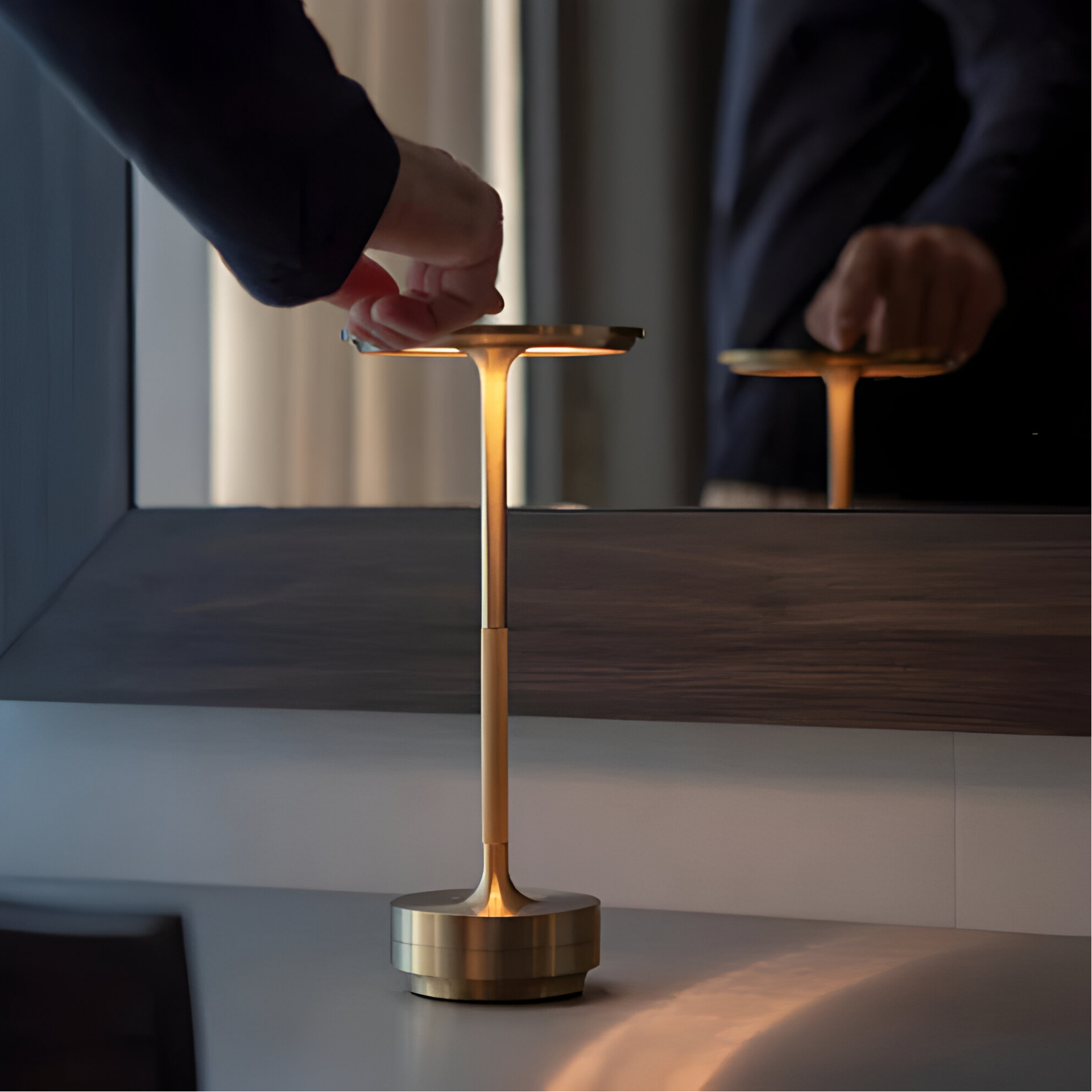 LED Table Lamp | Downlit Disc Head, Stepped Round Base