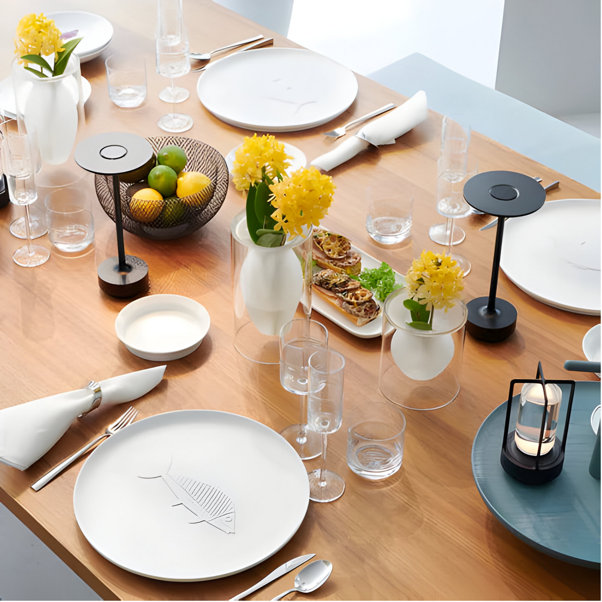 LED Table Lamp | Downlit Disc Head, Stepped Round Base