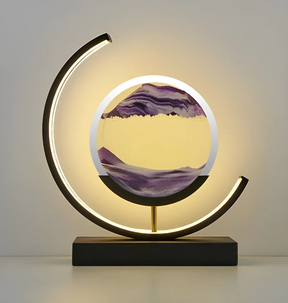LED sand art table lamp with circular frame 0