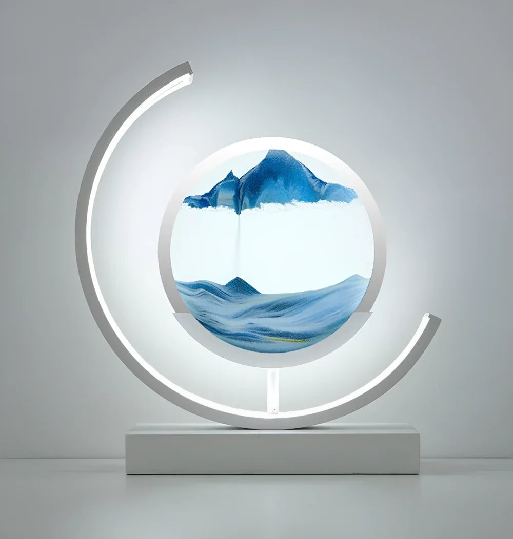 LED sand art table lamp with circular frame 12