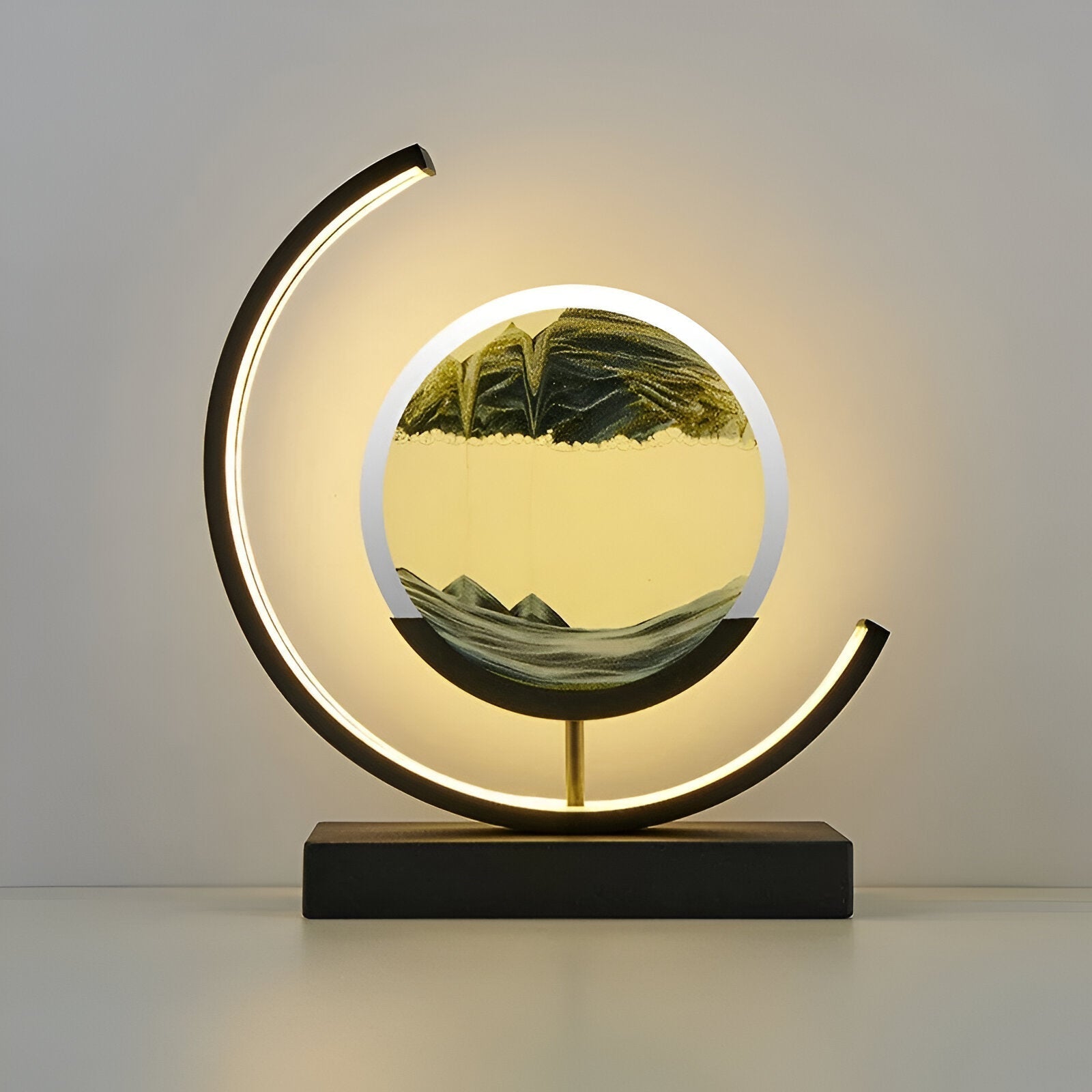 LED sand art table lamp with circular frame 8