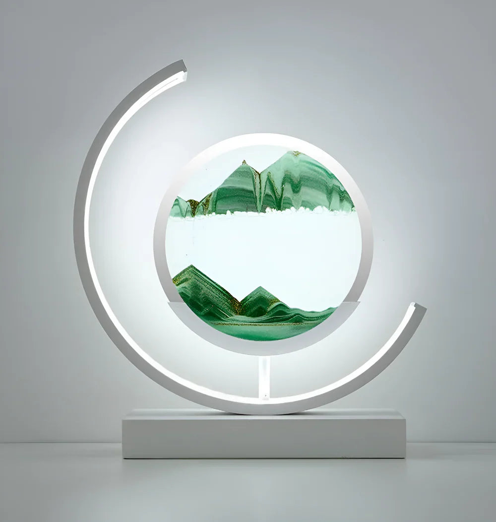 LED sand art table lamp with circular frame 9