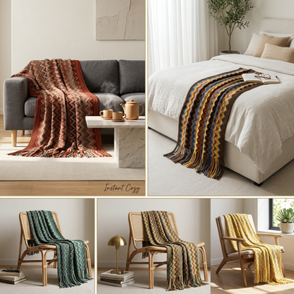 Last Day 50% OFF | CozyVibe™ Bohemian Throw Blanket with Tassels 1
