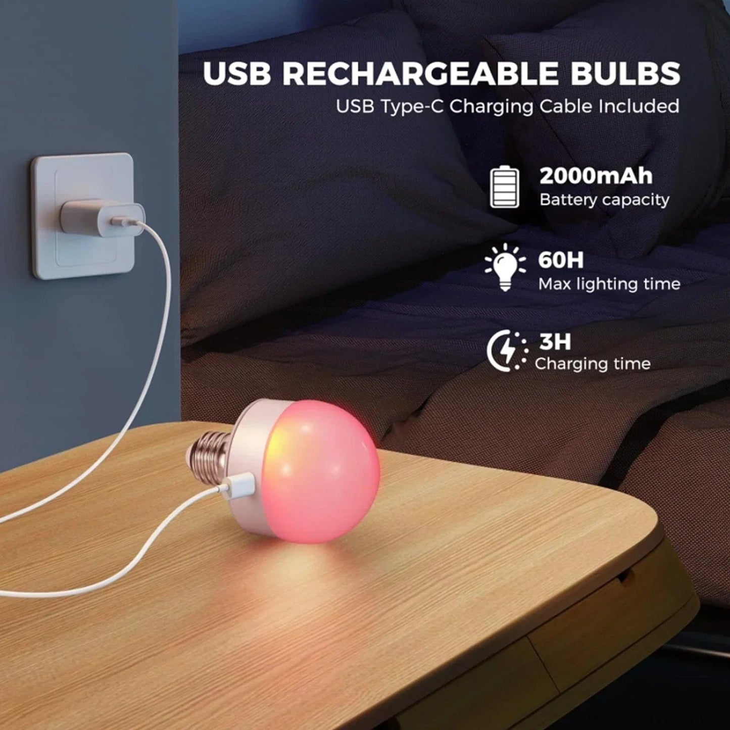 Last Day 50% OFF | LumiGo™ Rechargeable RGB LED Lamp E27 1