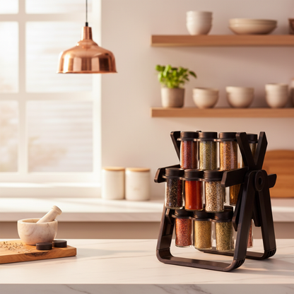 Last Day 50% OFF | SpiceGo™ Rotating Spice Rack with 18 Glass Jars 0
