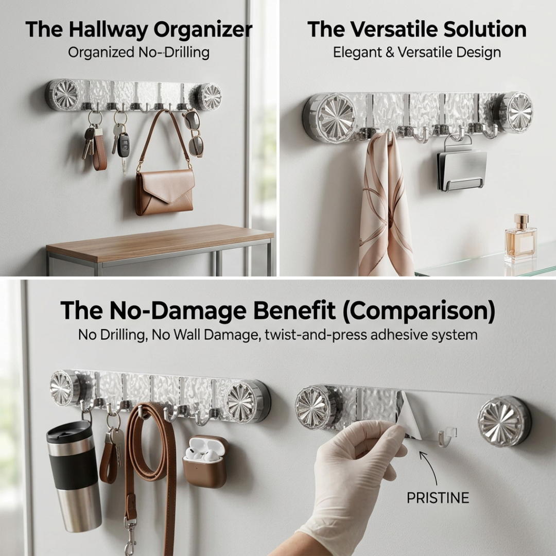 Last Day 50% OFF | WallEase™ Foldable Self-Adhesive Wall Hook Rack 2