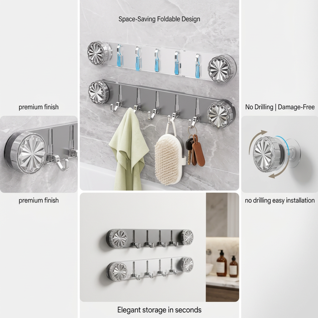 Last Day 50% OFF | WallEase™ Foldable Self-Adhesive Wall Hook Rack 6