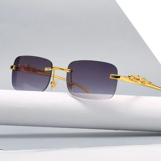 LeophaZe | Men's Rimless Sunglasses – Leopard Head Design, UV400 Protection 2