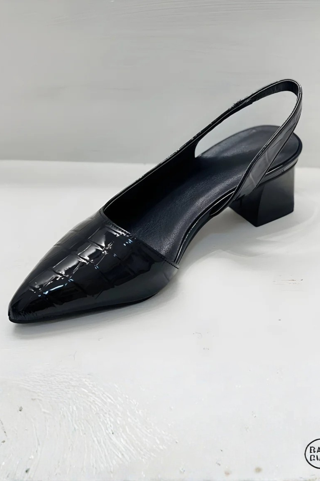 Lila | Women's Slingback Pumps - Textured Low Block Heel Design