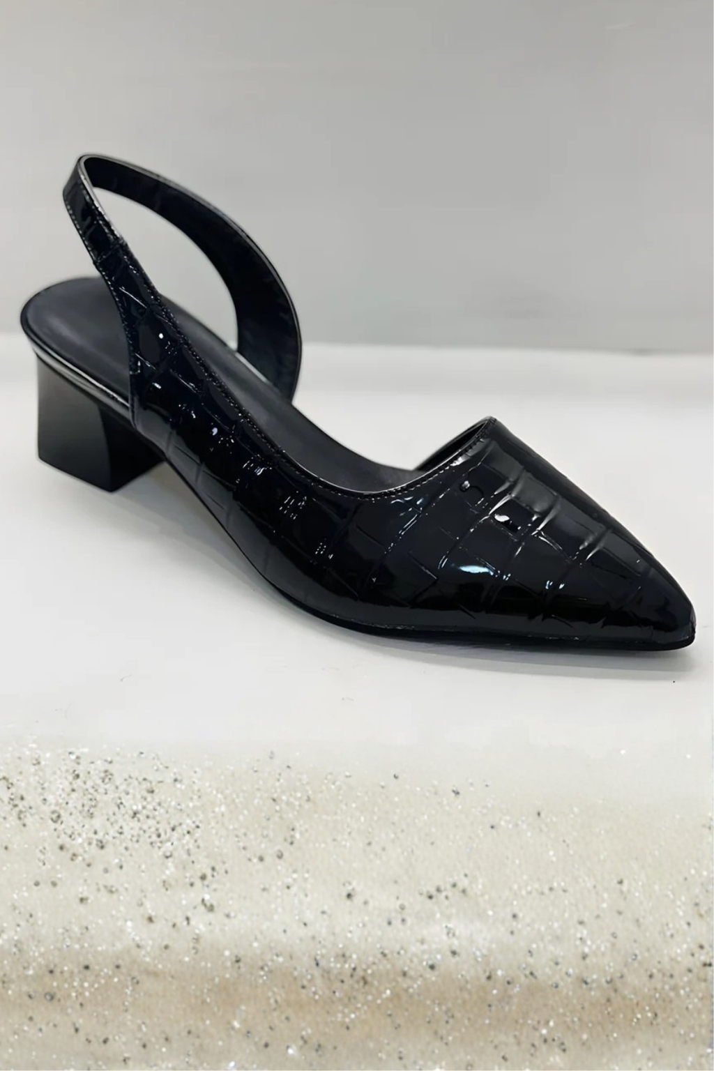 Lila | Women's Slingback Pumps - Textured Low Block Heel Design