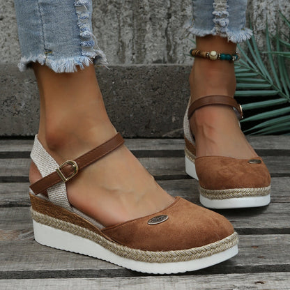 Lillian | Closed-Toe Platform Espadrilles Women with Adjustable Ankle Strap - Casual Spring Style 0