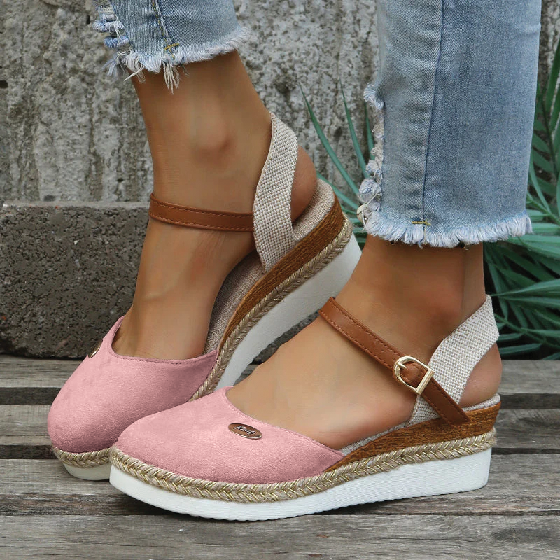 Lily | Closed-Toe Platform Espadrilles Women with Adjustable Ankle Strap - Casual Spring Style