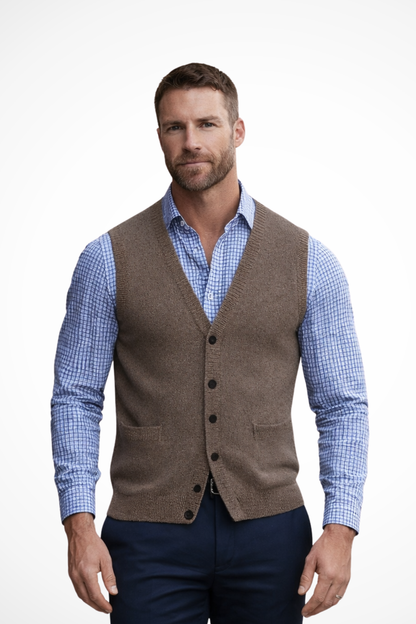 Logan | Men's Vest - V Neck Knit Waistcoat With Button Front Closure 0