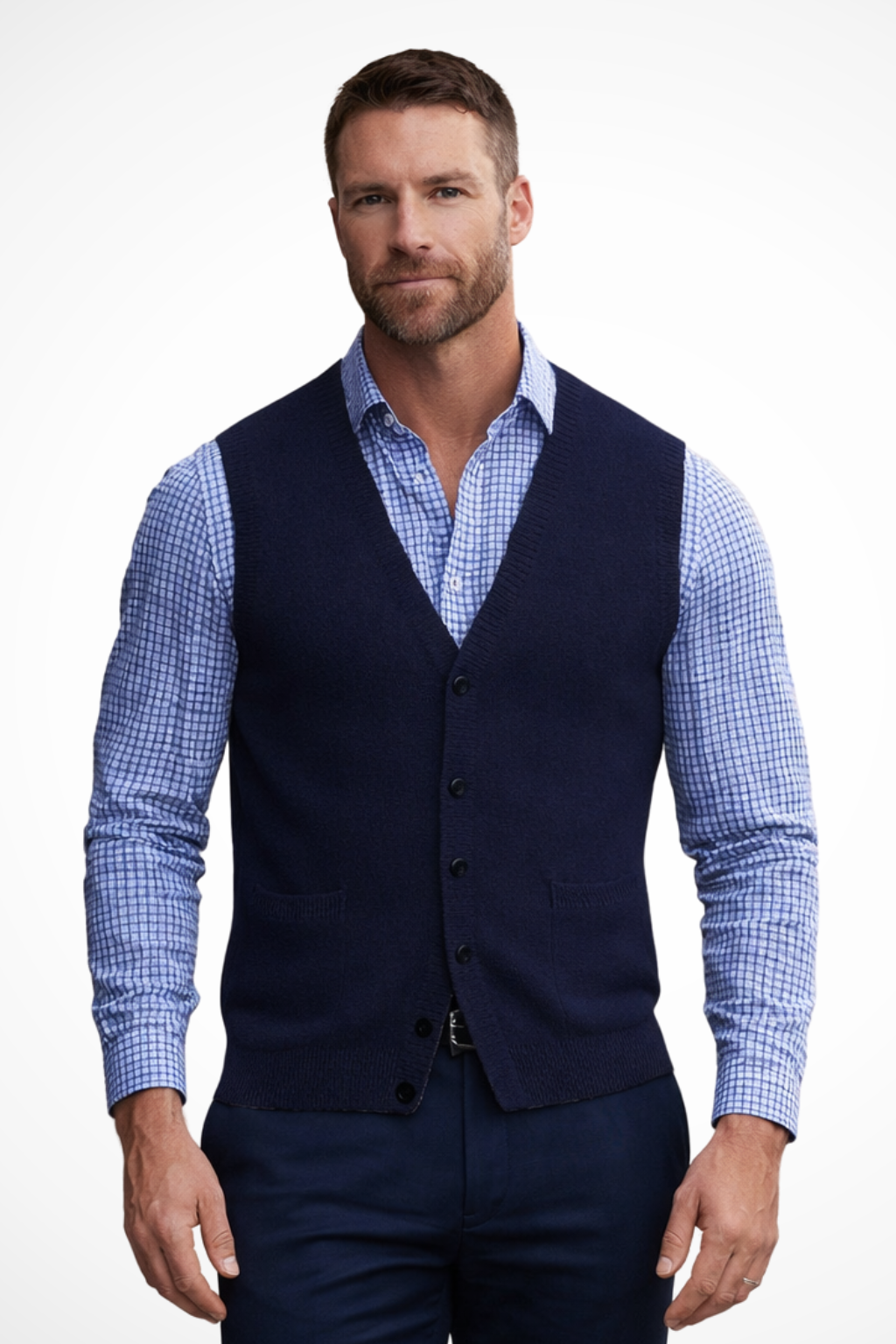 Logan | Men's Vest - V Neck Knit Waistcoat With Button Front Closure 1