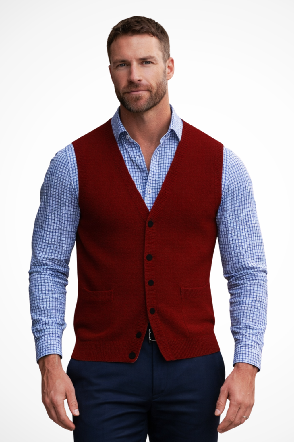 Logan | Men's Vest - V Neck Knit Waistcoat With Button Front Closure 3