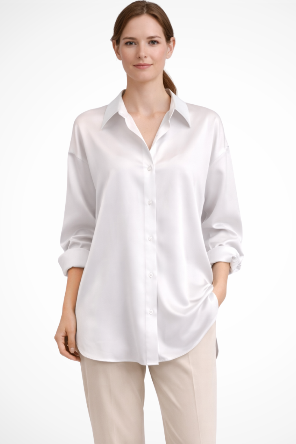 Lorina | Women's Blouse - Relaxed Fit Long Sleeve Button Down 0