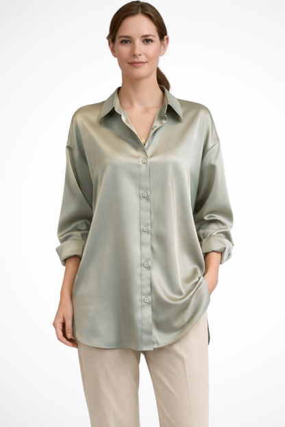 Lorina | Women's Blouse - Relaxed Fit Long Sleeve Button Down 2