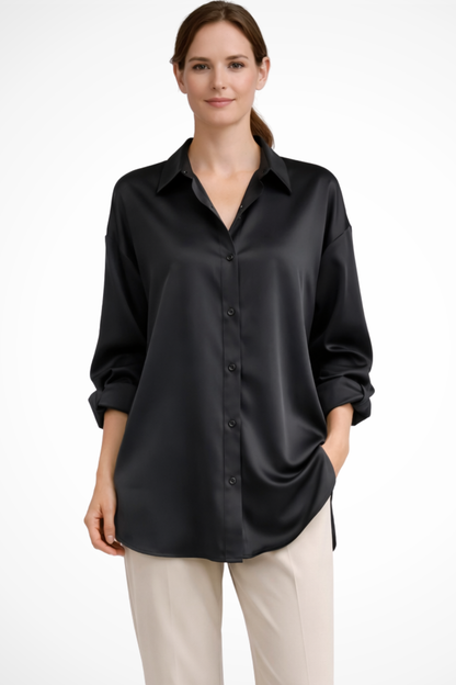 Lorina | Women's Blouse - Relaxed Fit Long Sleeve Button Down 3