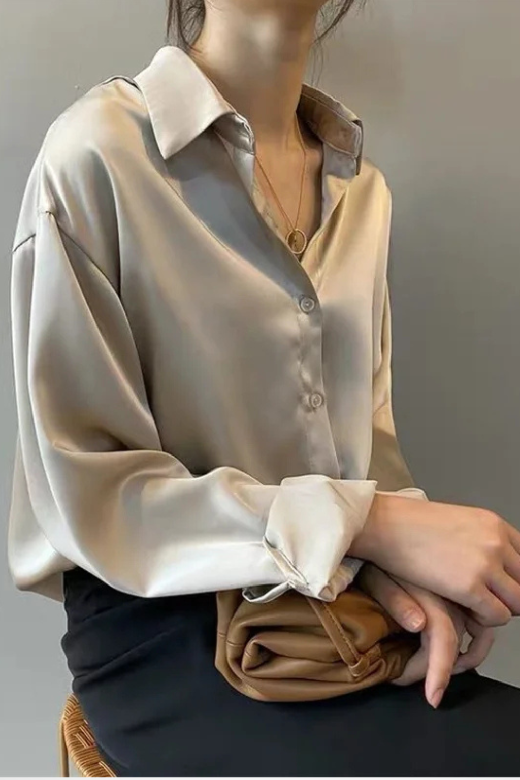 Lorina | Women's Blouse - Relaxed Fit Long Sleeve Button Down 4