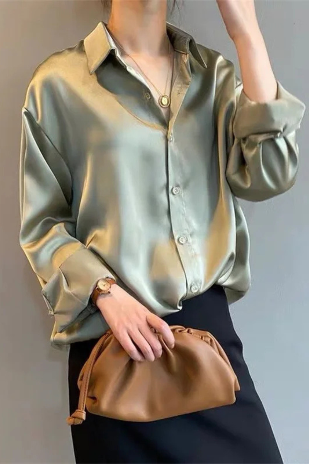 Lorina | Women's Blouse - Relaxed Fit Long Sleeve Button Down 5