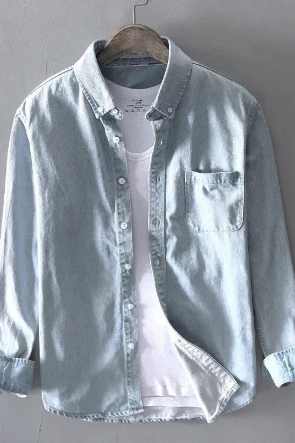 Lucas | Men's Shirt - Casual Button Down Denim in Light Wash 3