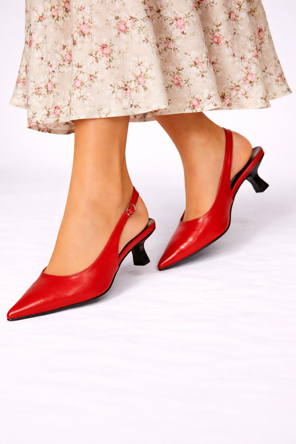 Lucinda | Women's Heels – Black Slingback Kitten with Glossy Finish