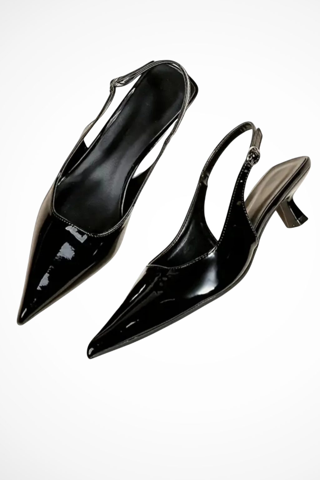 Lucinda | Women's Heels – Black Slingback Kitten with Glossy Finish
