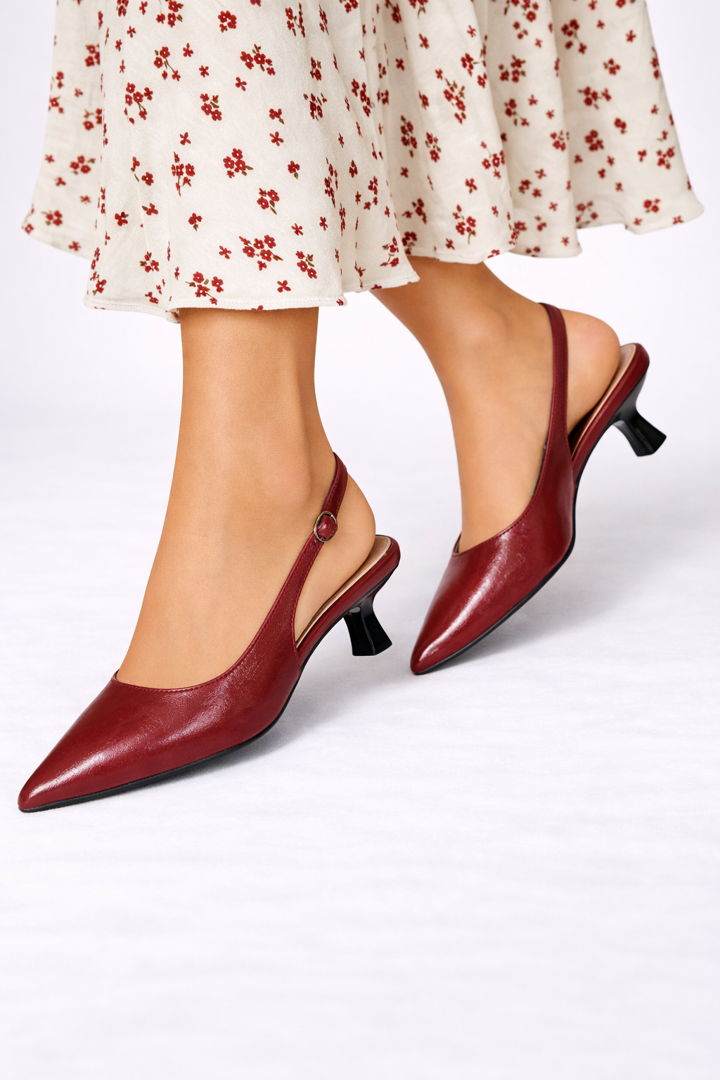 Lucinda | Women's Heels – Black Slingback Kitten with Glossy Finish