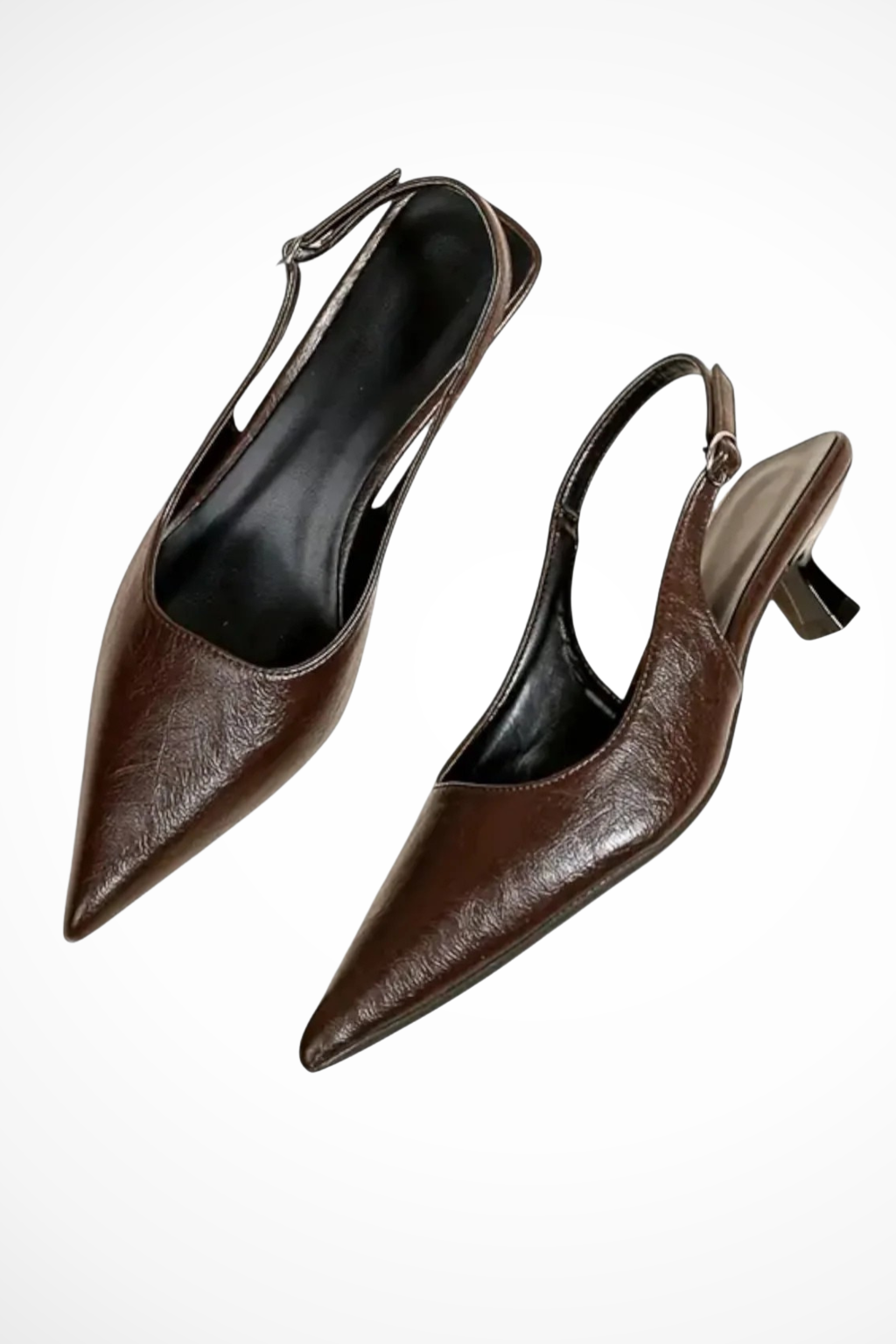 Lucinda | Women's Heels – Black Slingback Kitten with Glossy Finish
