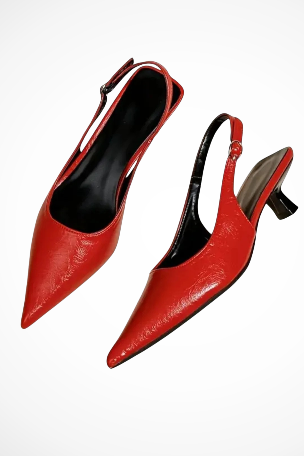Lucinda | Women's Heels – Black Slingback Kitten with Glossy Finish