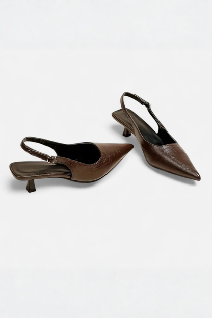 Lucinda | Women's Heels – Black Slingback Kitten with Glossy Finish 7