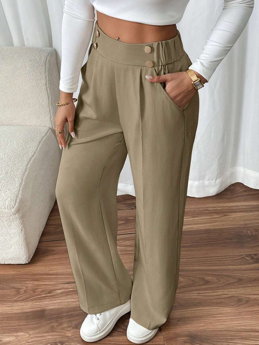Lucy | High-Waist Straight Leg Trousers – Double Buckle Detail 6