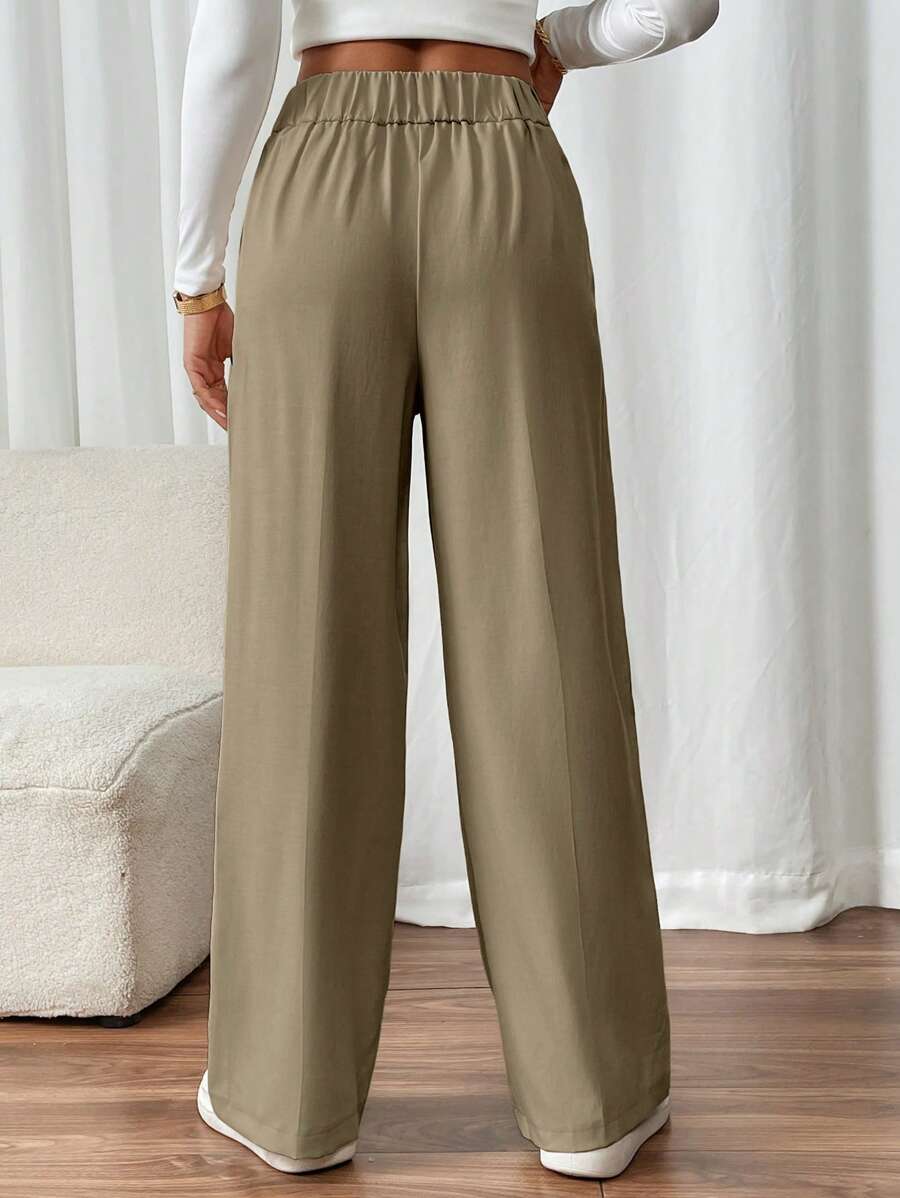Lucy | High-Waist Straight Leg Trousers – Double Buckle Detail 7
