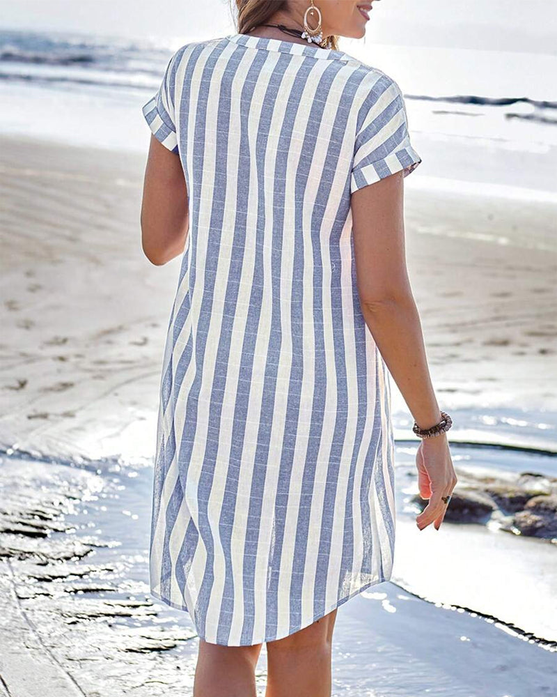 Lucy | Women's Striped Shirt Dress – Lightweight Cotton Blend 1