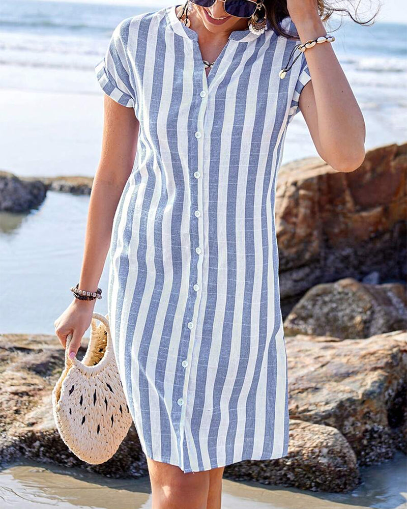 Lucy | Women's Striped Shirt Dress – Lightweight Cotton Blend 4
